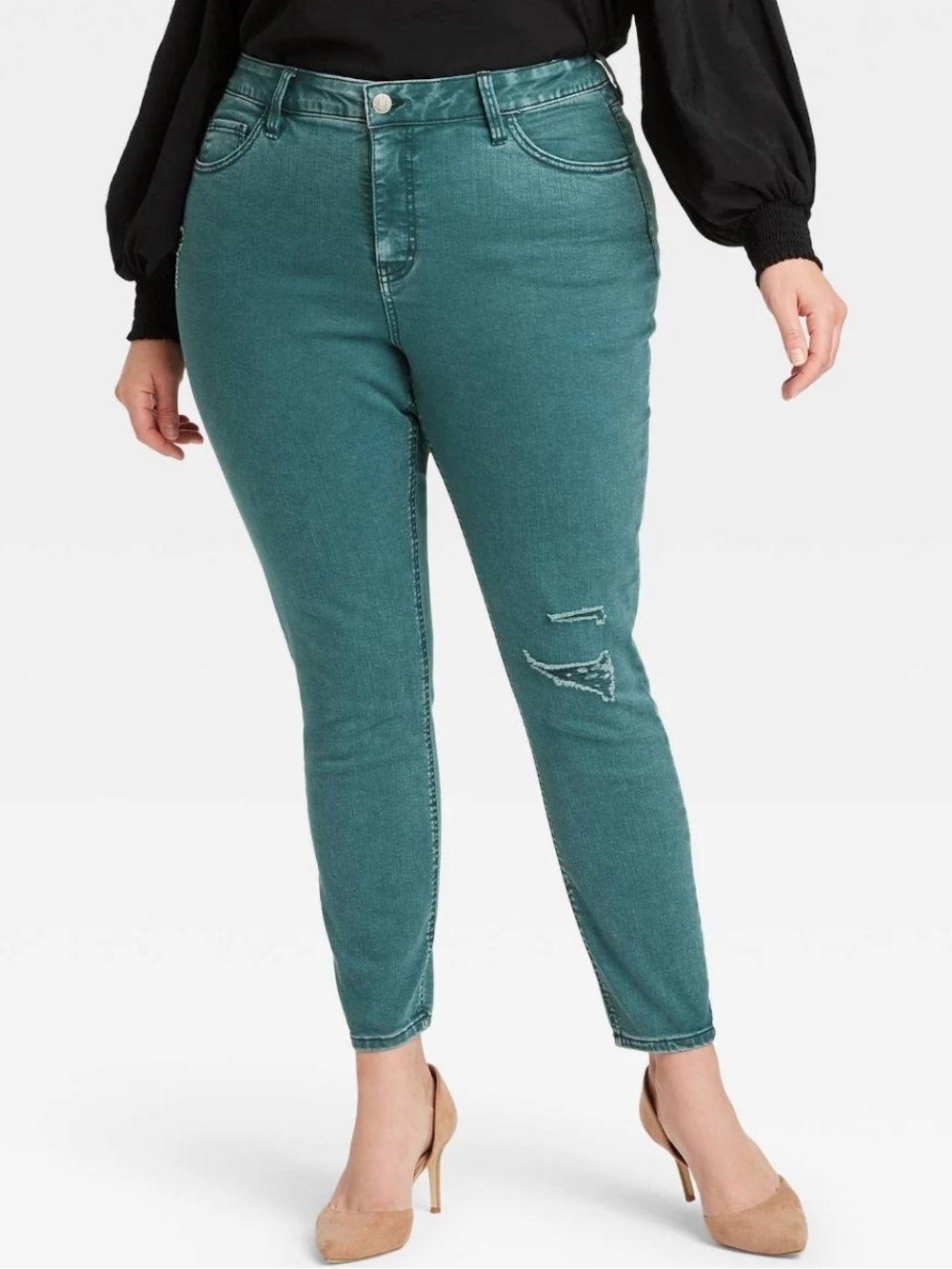 AVA & VIV Women's Teal Green and Blue High-Rise Skinny Denim Jeans Size 24W NEW - Picture 13 of 13